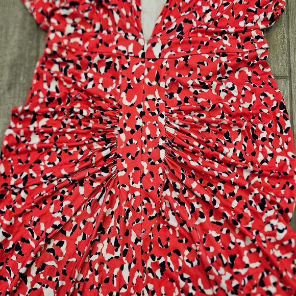 Saloni Aspara Printed Jersey Dress Women’s 6 Abstract Ruched Midi Luxury Elegant - Picture 9 of 14